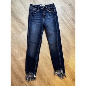 Kancan Raw Hem Dark Wash Jeans